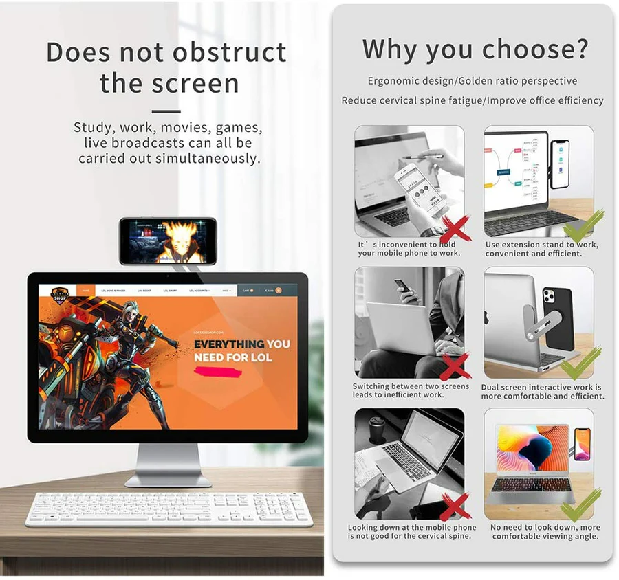 Magnetic Laptop Phone Holder